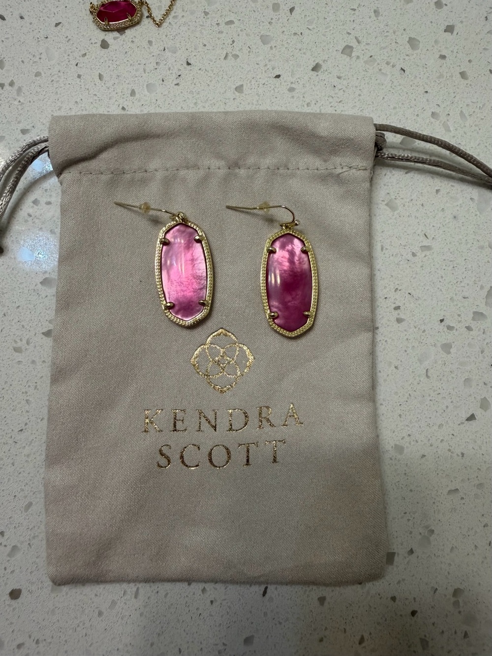 Kendra Scott Pink Elle Gold Drop Earrings in Azalea Illusion